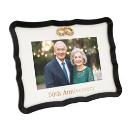 Happy Homewares 50th Anniversary Landscape 4x6 Frame with Gold Text & Gold Rings - thumbnail 2