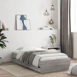 Berkfield Home Bed Frame with Drawers without Mattress Grey Sonoma 75x190 cm Small Single - thumbnail 1