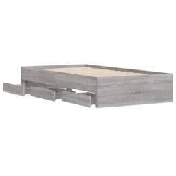 Berkfield Home Bed Frame with Drawers without Mattress Grey Sonoma 75x190 cm Small Single - thumbnail 5
