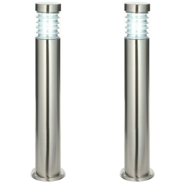 Loops 2 PACK Outdoor IP44 Bollard Light Marine Grade Steel Lamp Post Garden Driveway in Metallics - image 1