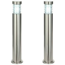 Loops 2 PACK Outdoor IP44 Bollard Light Marine Grade Steel Lamp Post Garden Driveway in Metallics - thumbnail 1
