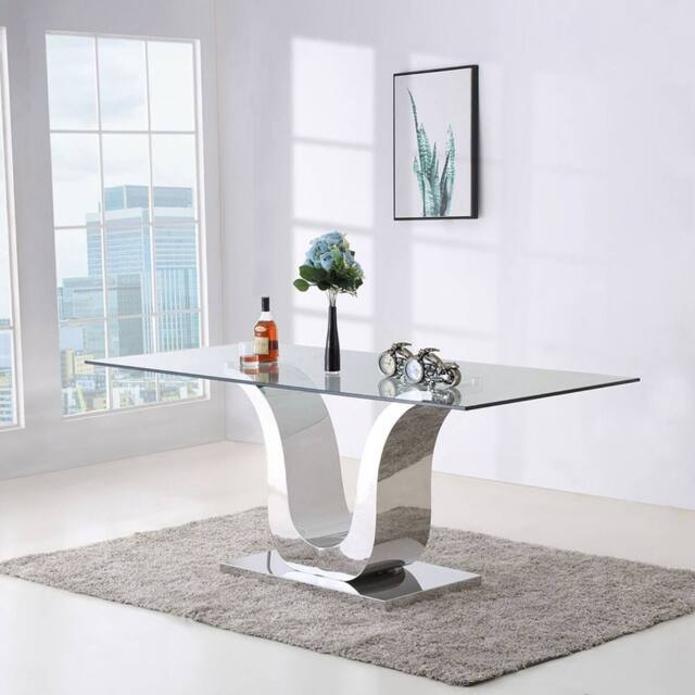 Thats Furniture Alexandria 180cm Glass & Chrome Dining Table in Silver - image 1
