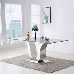 Thats Furniture Alexandria 180cm Glass & Chrome Dining Table in Silver