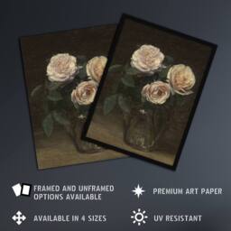 Artery8 Still Life with Roses in Vase Latour Framed Wall Art Print in Brown - Size: A4 - thumbnail 2