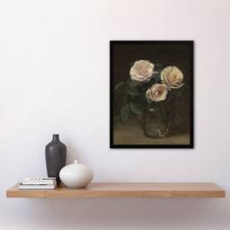 Artery8 Still Life with Roses in Vase Latour Framed Wall Art Print in Brown - Size: A4 - thumbnail 4