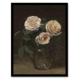 Artery8 Still Life with Roses in Vase Latour Framed Wall Art Print in Brown - Size: A4 - thumbnail 1