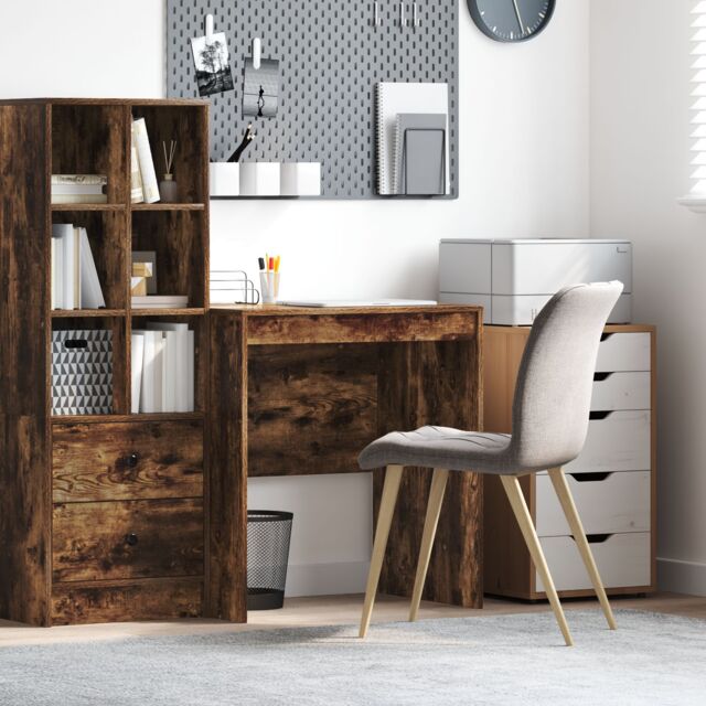 Berkfield Home Writing Desk Smoked oak Engineered wood 70 x 50 x 76 cm in Brown - image 1