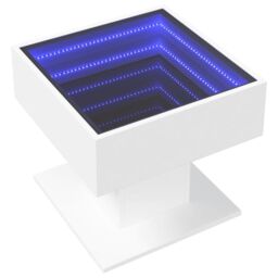 Berkfield Home Coffee Table with LED White 50x50x45 cm Engineered Wood - Size: 50 x 50 x 45 cm - thumbnail 3