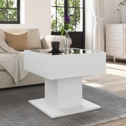 Berkfield Home Coffee Table with LED White 50x50x45 cm Engineered Wood - Size: 50 x 50 x 45 cm - thumbnail 4