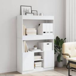 Berkfield Home Highboard¬†White 92x33x140 cm Engineered Wood in White - Size: 92 x 33 x 140 cm - thumbnail 3