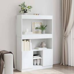 Berkfield Home Highboard¬†White 92x33x140 cm Engineered Wood in White - Size: 92 x 33 x 140 cm - thumbnail 2