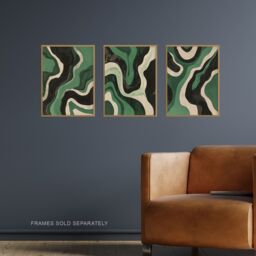 Artery8 Set of 3 Abstract Green Black Amazon River Aerial A4 Size Art Prints - thumbnail 2