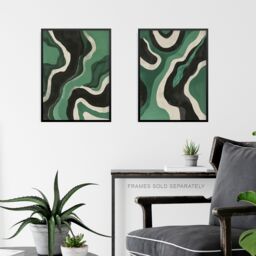 Artery8 Set of 3 Abstract Green Black Amazon River Aerial A4 Size Art Prints - thumbnail 6