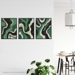 Artery8 Set of 3 Abstract Green Black Amazon River Aerial A4 Size Art Prints - thumbnail 3