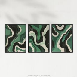 Artery8 Set of 3 Abstract Green Black Amazon River Aerial A4 Size Art Prints - thumbnail 5