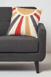 Homescapes Orange & Yellow Sunshine Tufted Cotton Cushion - Size: 45 cm x 45 cm - thumbnail 2