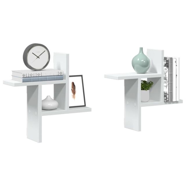 Berkfield Home Wall Shelves 2 pcs White 38x12x38 cm Engineered Wood - Size: 38 x 12 x 38 cm - image 1