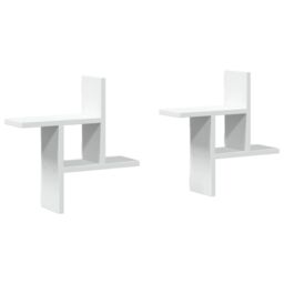 Berkfield Home Wall Shelves 2 pcs White 38x12x38 cm Engineered Wood - Size: 38 x 12 x 38 cm - thumbnail 2