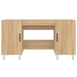 Berkfield Home Elegant Desk Sonoma Oak 140x50x75 cm Engineered Wood in Light Brown - Size: 140 x 50 x 75 cm - thumbnail 6
