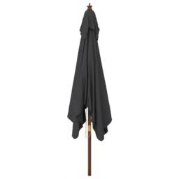Berkfield Home Garden Parasol with Wooden Pole Black 300x300x273 cm - Size: 300 x 300 x 273 cm - thumbnail 4