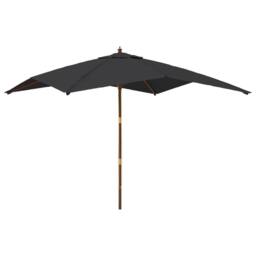Berkfield Home Garden Parasol with Wooden Pole Black 300x300x273 cm - Size: 300 x 300 x 273 cm - thumbnail 1