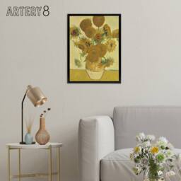 "Artery8 Sunflowers 1888 Floral Painting Van Gogh Framed Canvas Wall Art in Yellow - Size: W12"" x H16""" - thumbnail 3