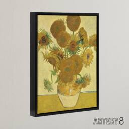 "Artery8 Sunflowers 1888 Floral Painting Van Gogh Framed Canvas Wall Art in Yellow - Size: W12"" x H16""" - thumbnail 2