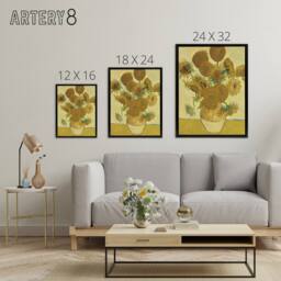 "Artery8 Sunflowers 1888 Floral Painting Van Gogh Framed Canvas Wall Art in Yellow - Size: W12"" x H16""" - thumbnail 4
