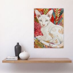 "Artery8 Oriental Shorthair Cat in Abstract Flower Garden Wall Art Print - Size: W24"" x H32""" - thumbnail 4
