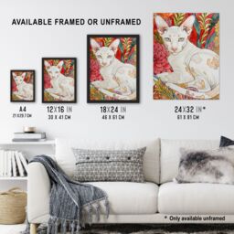 "Artery8 Oriental Shorthair Cat in Abstract Flower Garden Wall Art Print - Size: W24"" x H32""" - thumbnail 3