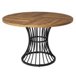 Levede Round Dining Table for 4-6 People 30mm MDF Metal Base, Kitchen, Brown - thumbnail 2