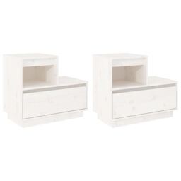 Berkfield Home Bedside Cabinets 2 pcs White 60x34x51 cm Solid Wood Pine - Size: 60 x 34 x 51 cm - thumbnail 2