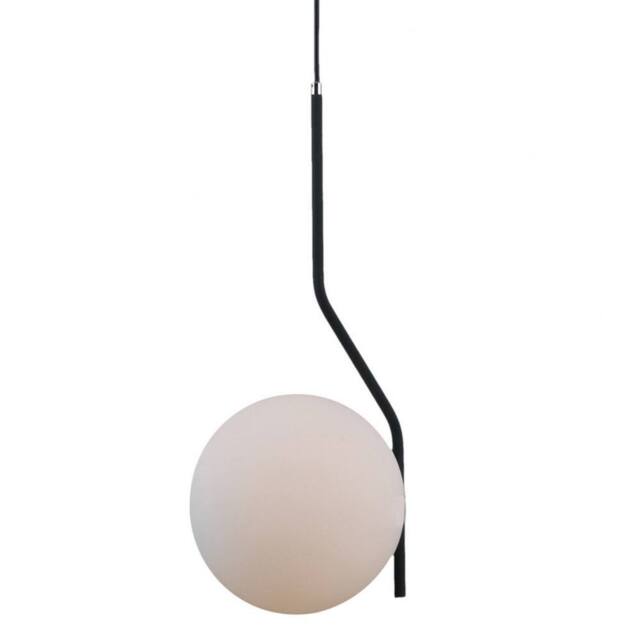 Netlighting Modern Hanging Pendant Satin Black 1 Light with White Shade E27 - image 1