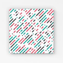 "Warren Reed - Designer Overlapping Coloured Diagonal Lines Canvas in Green - Size: W30"" x H30""" - thumbnail 1