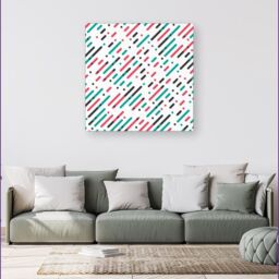 "Warren Reed - Designer Overlapping Coloured Diagonal Lines Canvas in Green - Size: W30"" x H30""" - thumbnail 4