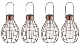 Marco Paul Pack of 4 Bronze Metal Firefly Solar Powered Garden Lantern 23cm in Copper - thumbnail 2
