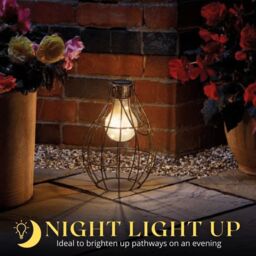 Marco Paul Pack of 4 Bronze Metal Firefly Solar Powered Garden Lantern 23cm in Copper - thumbnail 6