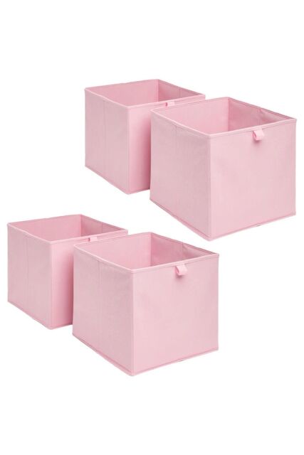 OHS Pack of 4 Plain Folding Storage Boxes in Light Pink - image 1