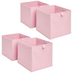 OHS Pack of 4 Plain Folding Storage Boxes in Light Pink - thumbnail 2