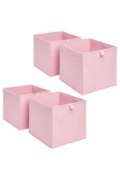 OHS Pack of 4 Plain Folding Storage Boxes in Light Pink