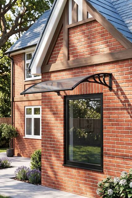 Garden Sanctuary Outdoor Door Canopy Window Awning with Drainage Channel in Grey - image 1