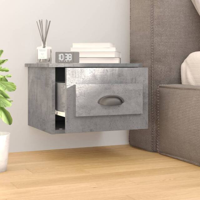 Berkfield Home Elegant Wall-mounted Bedside Cabinet Concrete Grey 41.5x36x28cm - Size: 41.5x36x28 cm - image 1