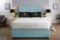 UK Bed Furniture Senator Divan Bed Base with 26 Inch Headboard - No Storage in Light Blue - Size: Single - thumbnail 2