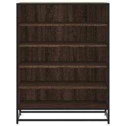 Berkfield Home Shoe Cabinet Brown Oak 75x38x97.5 cm Engineered Wood & Metal - thumbnail 4