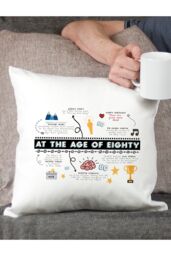 Afewhometruths 80th Birthday Fun Facts Cushion Gift in Off-White - Size: 40 cm x 40 cm