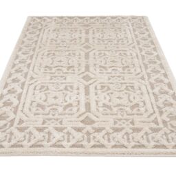 Kukoon Silver White Modern Abstract Living Area Rug in Beige - Size: 120 cm x 170 cm - thumbnail 2