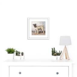 Artery8 Cunaeus Portrait Edwin Vom Rath's Pug Dog Painting 8X8 Inch Square Wooden Framed Wall Art Print Picture with Mount in White - thumbnail 2
