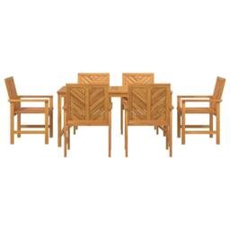 Berkfield Home Modern 6 Piece Garden Dining Set Solid Wood Acacia in Brown - thumbnail 7