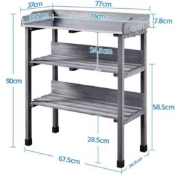 EONLION Grey 3-layer Table Bench with 2 Storage Shelves - Size: 100 cm - thumbnail 2
