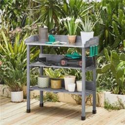 EONLION Grey 3-layer Table Bench with 2 Storage Shelves - Size: 100 cm - thumbnail 3